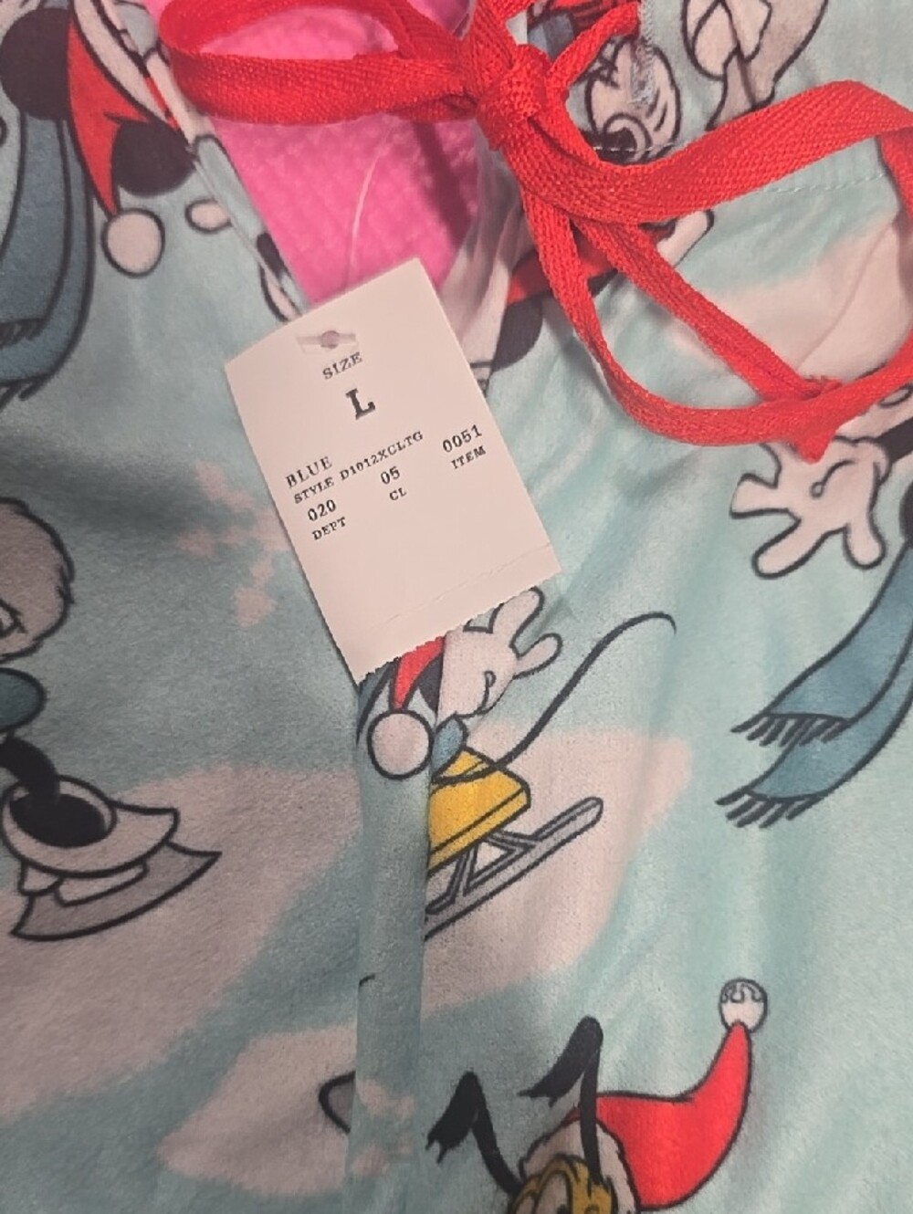 NWT Disney Light Blue Holiday Character Pajama Pants with Red Drawstring - Picture 2 of 6